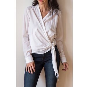 NWOT White Tie-Front Wrap Shirt